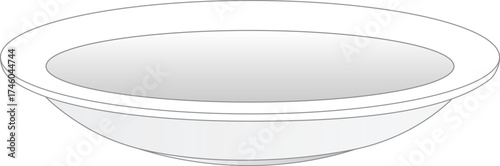 Empty white plate viewed from an angle
