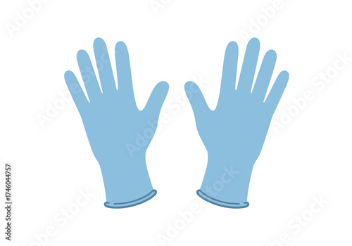 Pair of Light Blue Medical Gloves Protective Handwear.