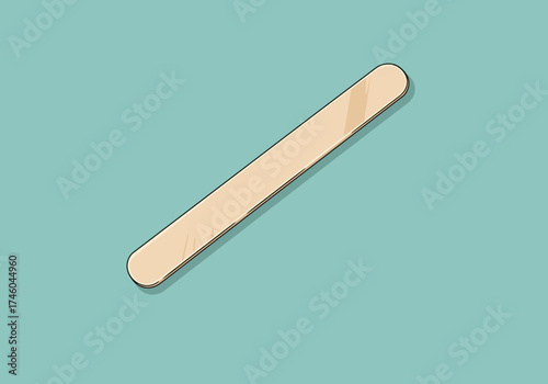 Illustration of a Wooden Tongue Depressor on Blue Background.