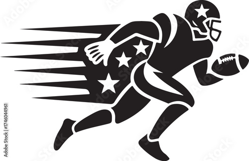 Dynamic football player sprinting with speed trails