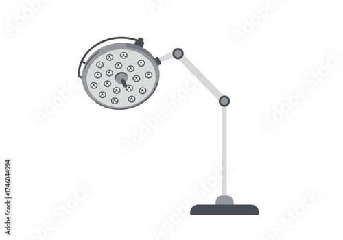 Surgical Operating Room Light with Adjustable Arm and Multiple Bulbs.