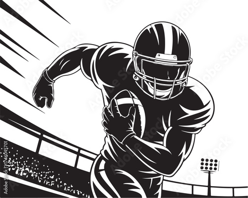 American football player running with determination