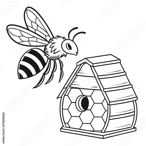 Bee and beehive, a natural sweet treat