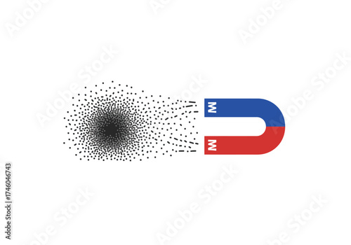 Magnet Attracting Particles: A Visual Representation of Magnetic Force.