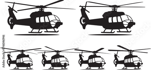 Helicopters in silhouette pattern for bold design