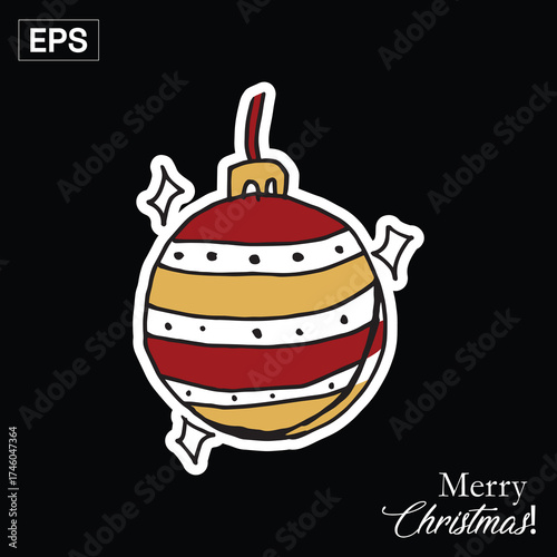 Christmas Ornament Sticker with Sparkling Accents
