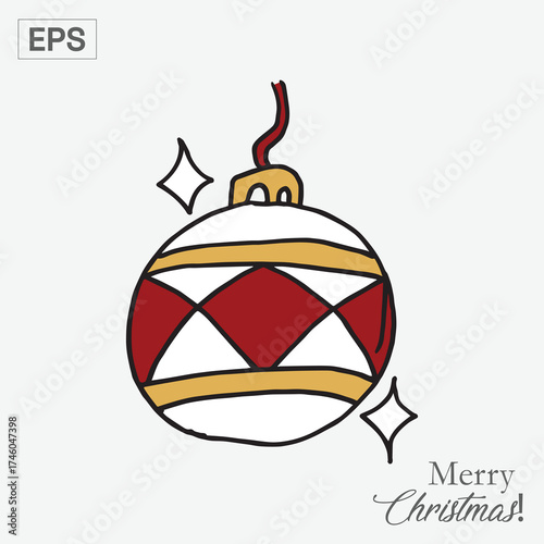 Festive Christmas Ornament with Red and Gold Details