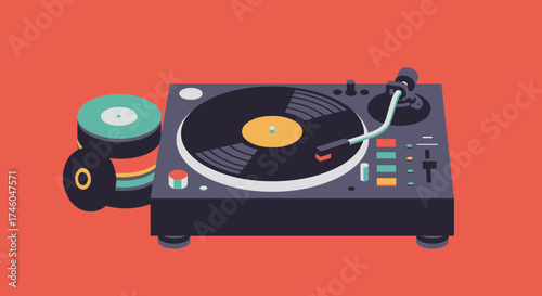 Turntable Vinyl Player Illustration