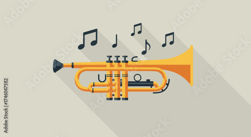 Trumpet Flat Illustration
