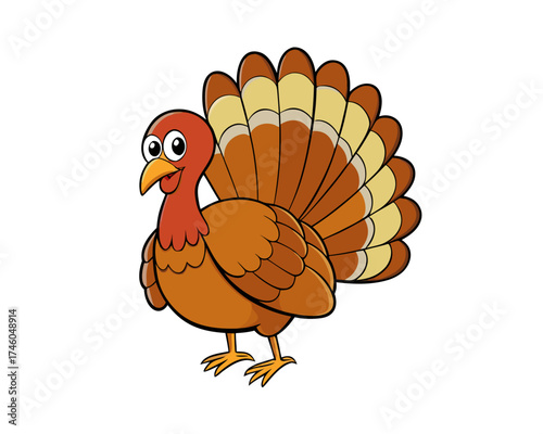 Turkey bird illustration, detailed feathers,