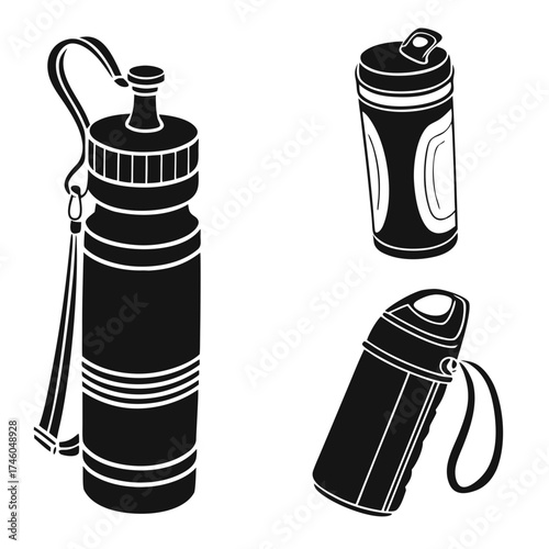 black and white vector illustration of a bottle