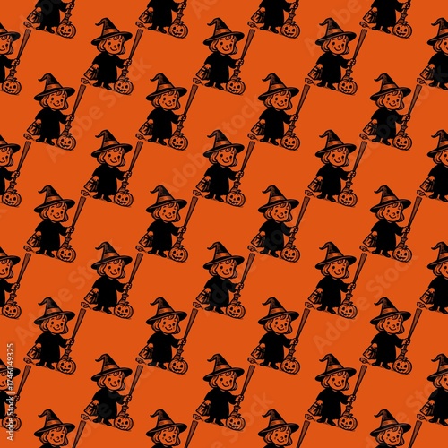 Halloween Seamless Patterns Orange Black Digital Paper