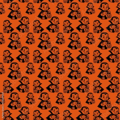 Halloween Seamless Patterns Orange Black Digital Paper