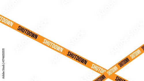 USA Shut Down with Yellow Hazard Tape Design Background. banner for poster, flyer, ads, brochure, instagram, web. USA shutdown and government closed concept. Vector Illustration 