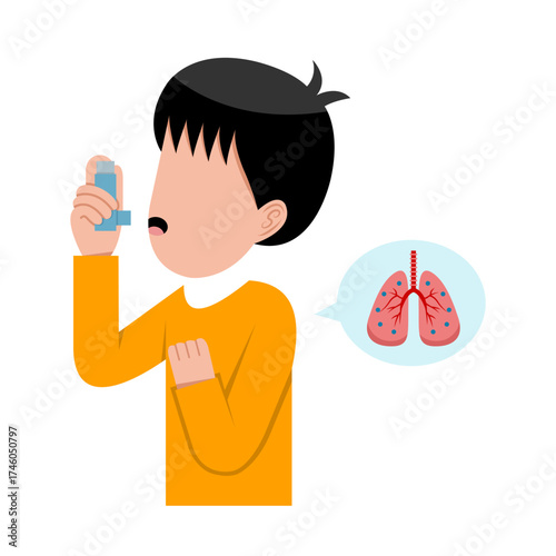 A Boy Using Asthma Inhaler