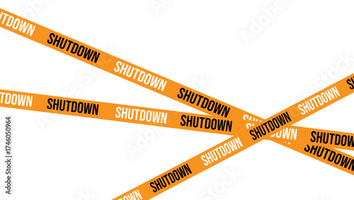 USA Shut Down with Yellow Hazard Tape Design Background. banner for poster, flyer, ads, brochure, instagram, web. USA shutdown and government closed concept. Vector Illustration 