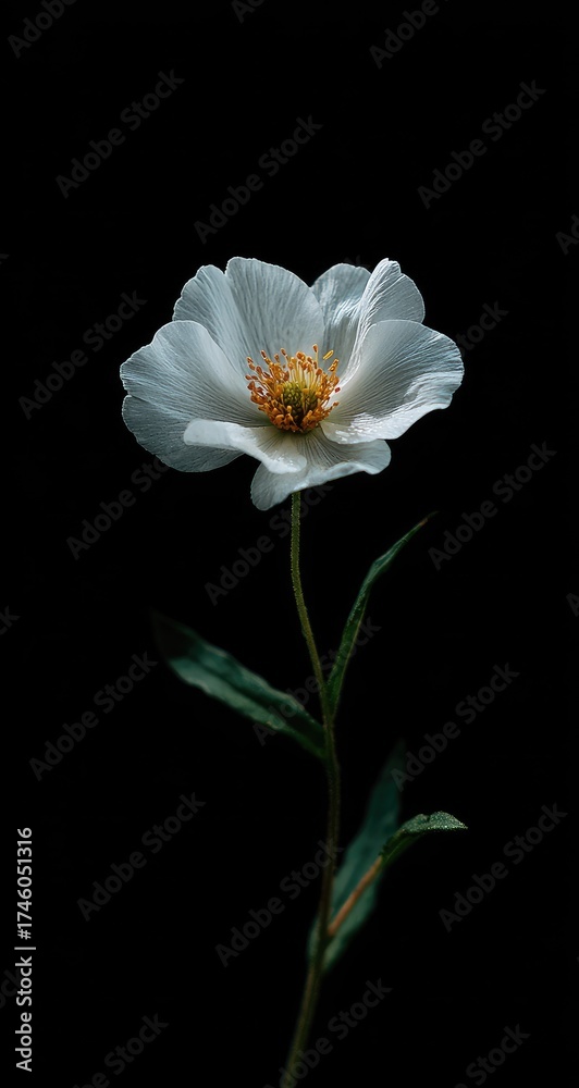 Obraz premium Elegant white flower with yellow center on a dark background vector design