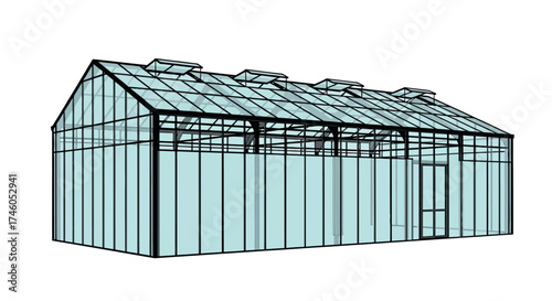 Greenhouse Structure: Isolated Architectural Illustration