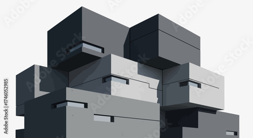 Abstract Cubist Architecture: Modern Geometric Building Facade