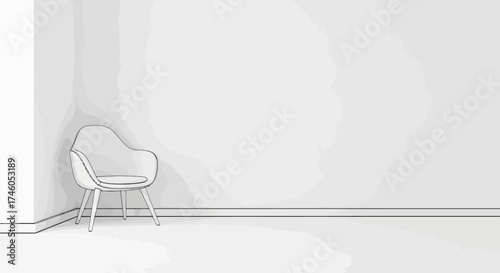 Minimalist Interior Sketch: Empty Room with Chair