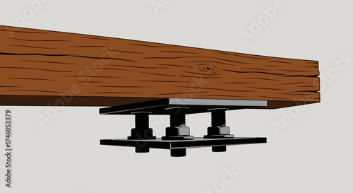 Structural Support Detail: Beam and Adjustable Metal Connector