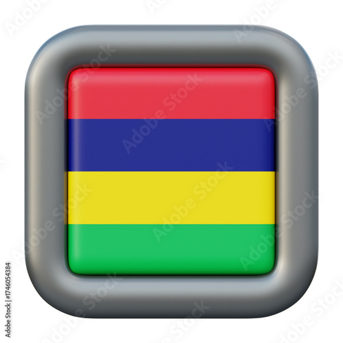 Mauritius flag 3D icon button isolated on white background. Free Download Mauritius flag 3D icon button isolated on white background. - GFXLoad