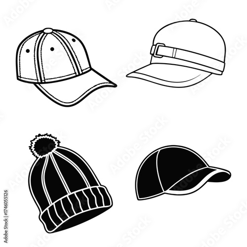 set of baseball caps