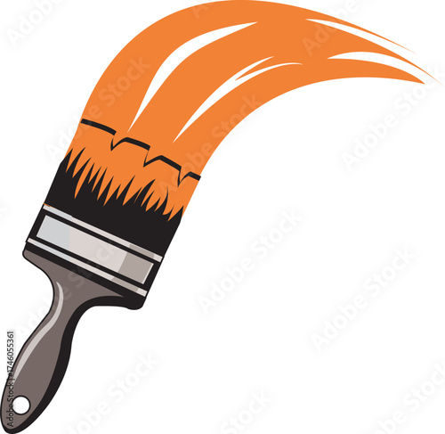 Paint Brush logo for Wall Painting Service isolated on white