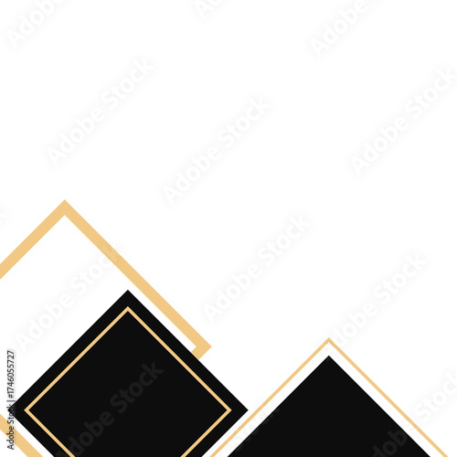 Modern Luxury Black and Gold Geometric Abstract Corner