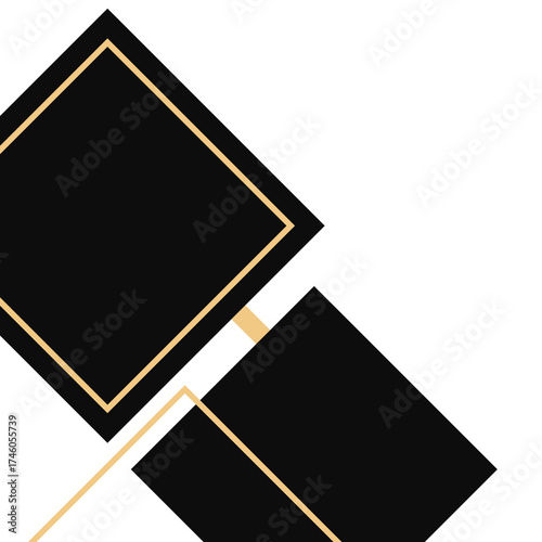 Modern Luxury Black and Gold Geometric Abstract Corner