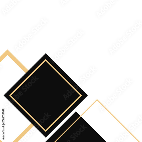 Modern Luxury Black and Gold Geometric Abstract Corner