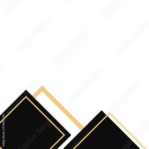 Modern Luxury Black and Gold Geometric Abstract Corner