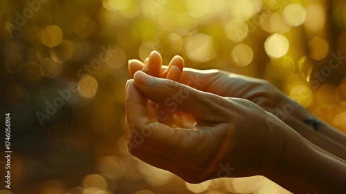  Gentle Hands in Golden Sunlight | Peaceful Hands Close Up Outdoors | Human Touch in Warm Light