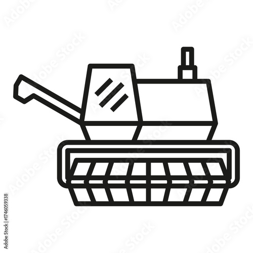 A simple linedrawn combine harvester is shown. Editable stroke line icon