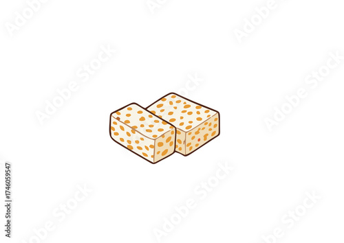 Simple Handdrawn Nougat Candy Bar Traditional Sweet Snack Treat Dessert