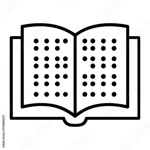 Book with braille dots icon — accessibility and literacy symbol representing reading for visually impaired or blind individuals
