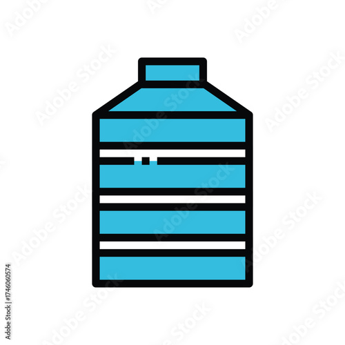 An illustration of a blue horizontally striped water tank