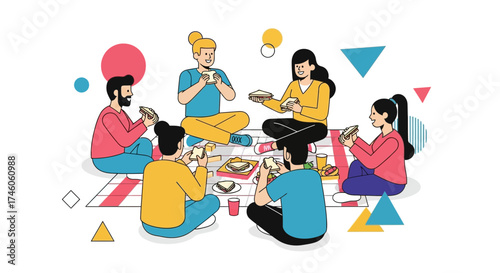 Group Of People Enjoying A Meal Outside Together And Having A Great Time