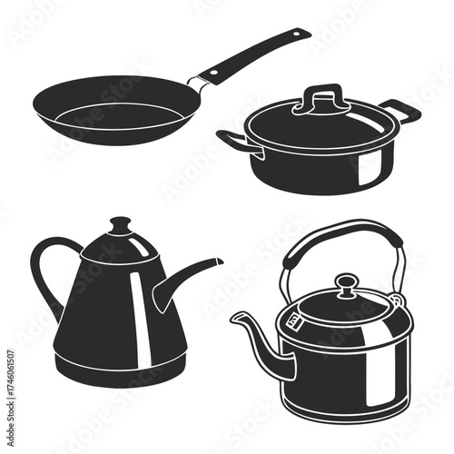 cooking pots isolated on white