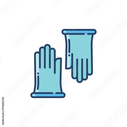 Two blue medical gloves