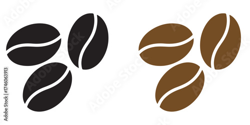 Coffee Beans Icon — Roasted Seed Symbol, Café Element, Fresh Brew Vector Illustration