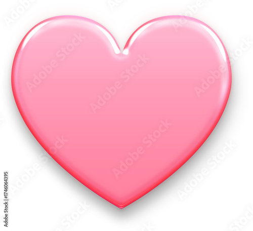 Cute 3D Pink Glossy Heart Icon for Liking a Post