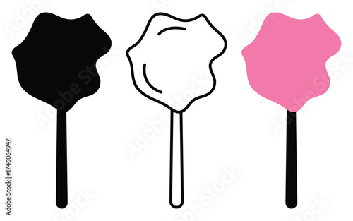 Cotton Candy Vector Set — Fluffy Candy Floss Illustration Isolated on White Background.