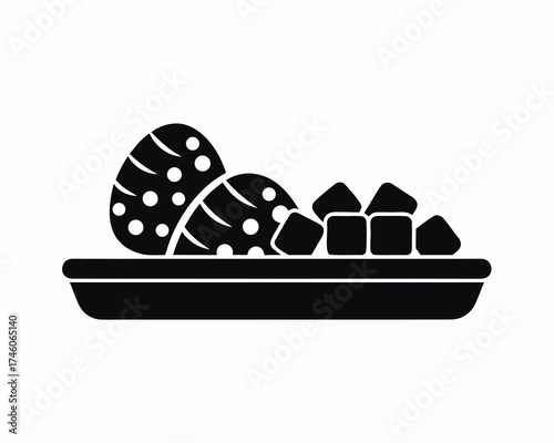 Sweet potatoes with marshmallows icon, baked dish, vector illustration