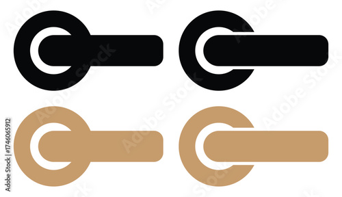 Door Knob Vector Icon — Black and White Flat Outline Design for Home and Interior Concepts.