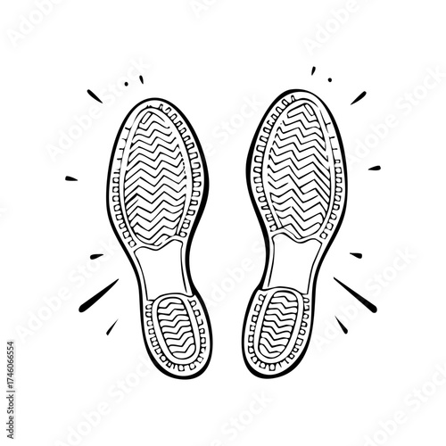 Hand drawn footprint of a pair of shoes
