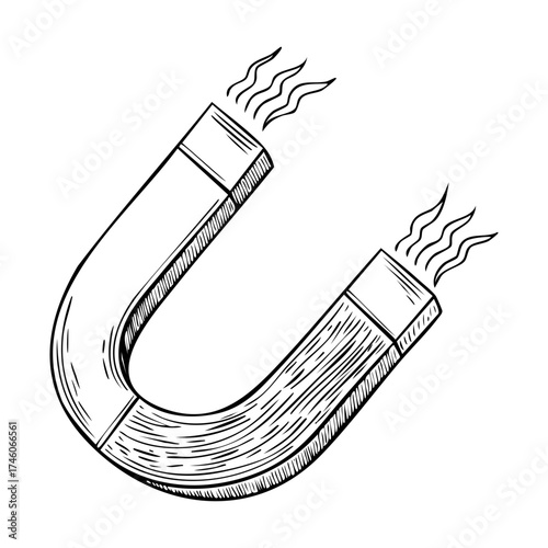 Hand drawn sketch of a powerful u-shaped magnet