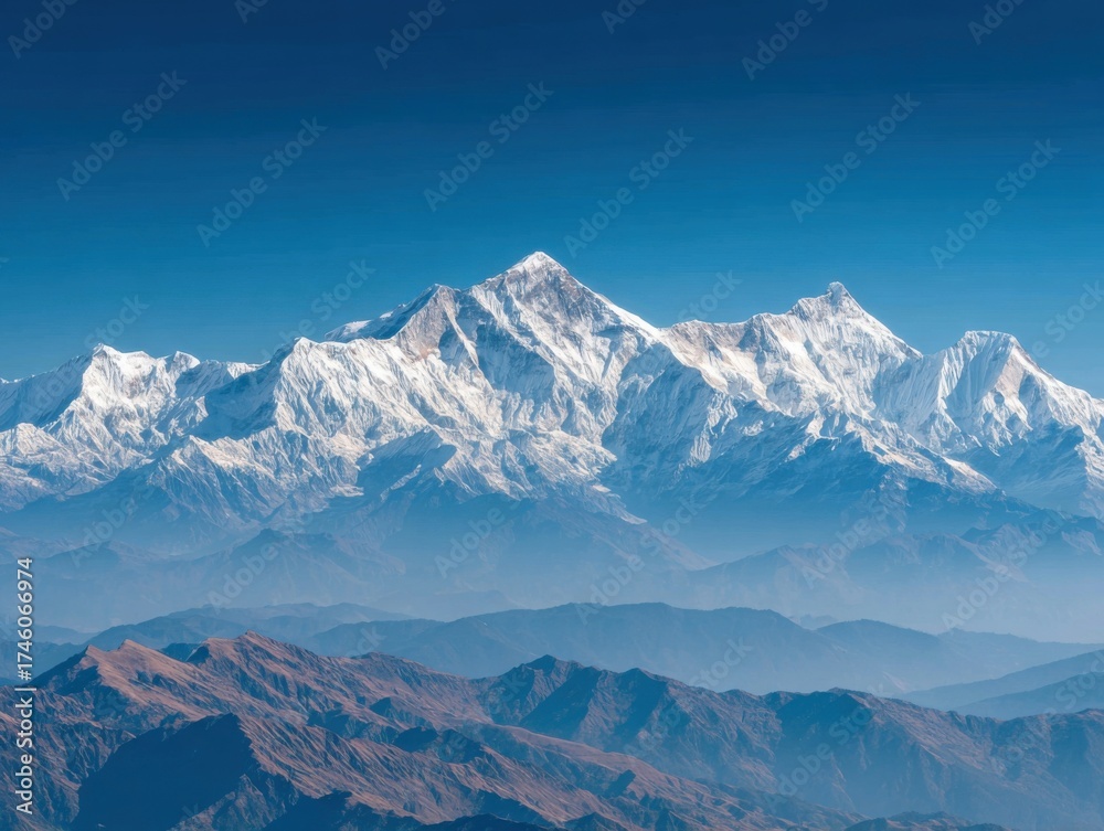 Obraz premium Majestic Himalayan Mountain Range in Nepal with Snow-Capped Peaks Premium Travel Adventure Content for Millennial Exploration and Inspirational Marketing Campaigns