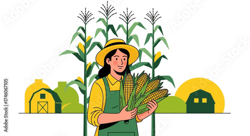 Harvesting A Bumper Crop Of Fresh Corn: Agricultural Bounty And Rural Life