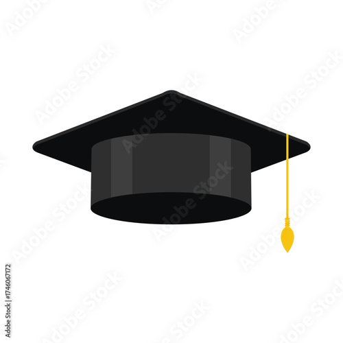 Graduation or convocation cap flat vector illustration on white background